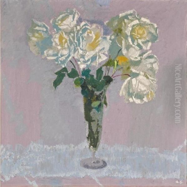 White Roses Oil Painting by Augusto Giacometti