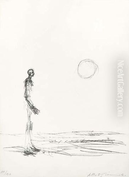 Homme Debout Et Soleil. 1963. Oil Painting by Augusto Giacometti