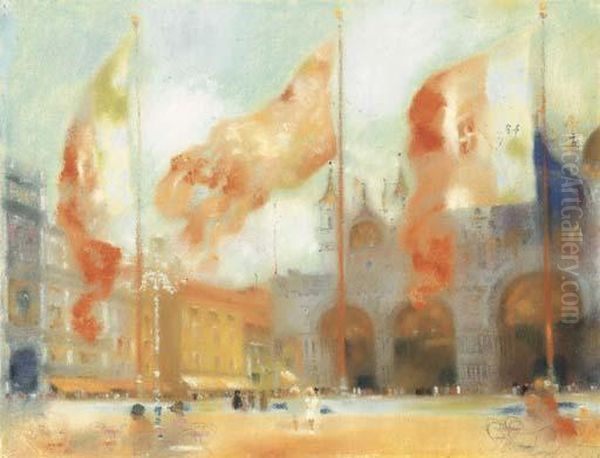 Piazza San Marco Oil Painting by Augusto Giacometti