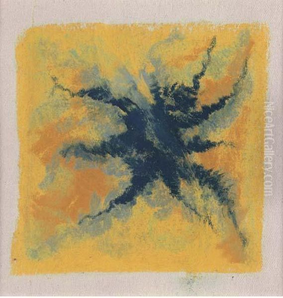 Abstraktion In Gelb Und Blau Oil Painting by Augusto Giacometti