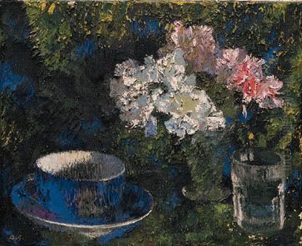 Blaue Tasse Und Nelken by Augusto Giacometti