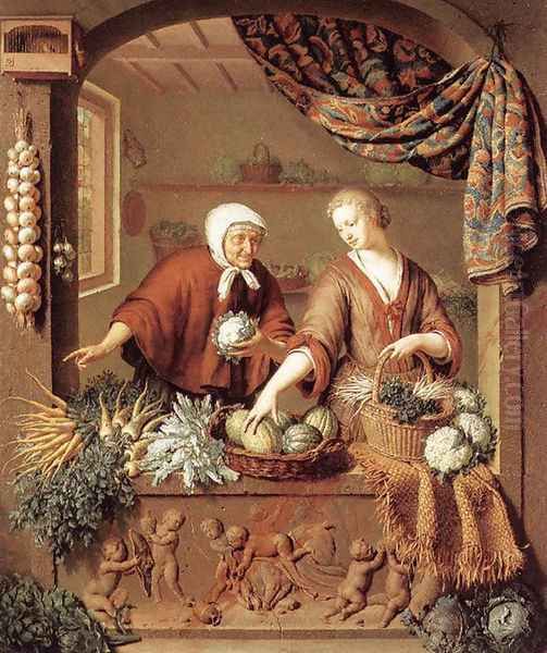 The Greengrocer 1731 Oil Painting by Willem van Mieris