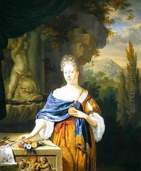 A portrait of Dina Bye 1705 Oil Painting by Willem van Mieris