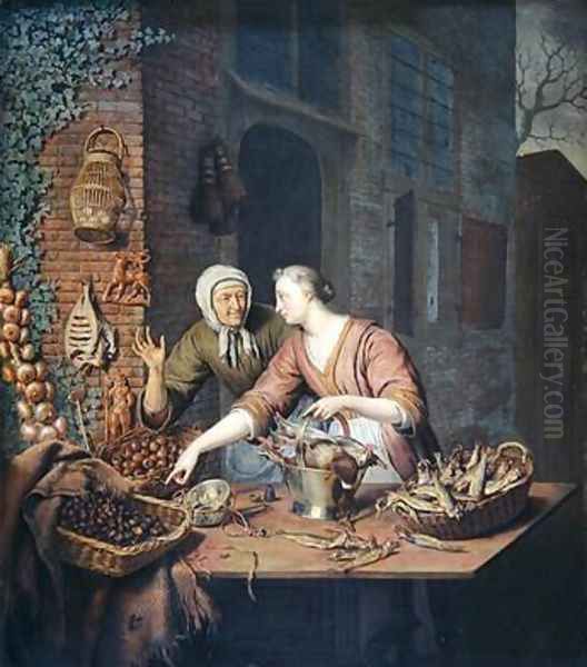 The Market Stall 1730 Oil Painting by Willem van Mieris