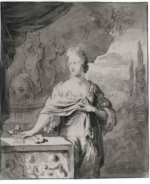 Preparatory drawing for Portrait of Dina Bye 1705 Oil Painting by Willem van Mieris