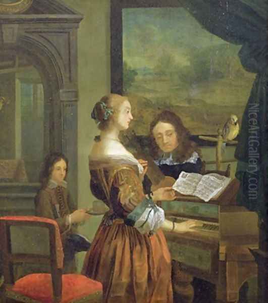 The Music Lesson Oil Painting by Willem van Mieris