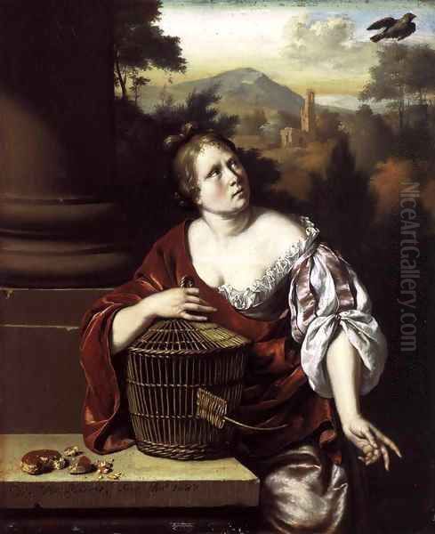 The Escaped Bird Oil Painting by Willem van Mieris