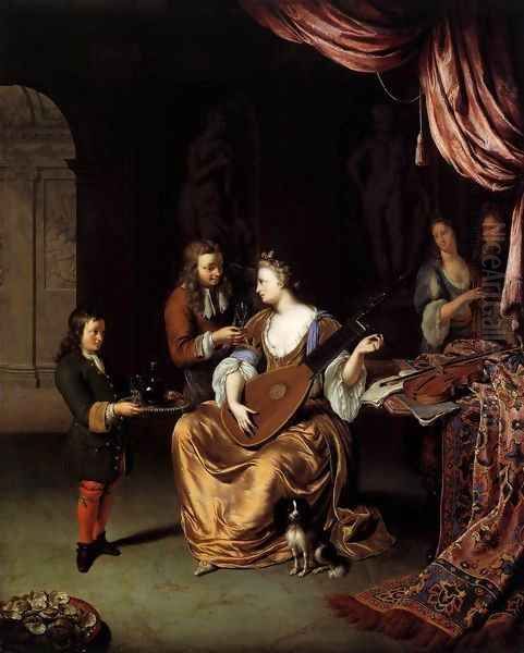 The Lute Player Oil Painting by Willem van Mieris