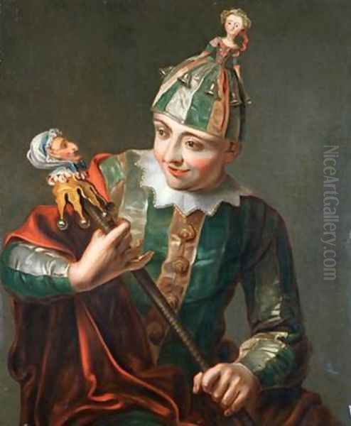 A Jester Oil Painting by Philipe Mercier