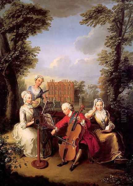 Frederick, Prince of Wales and his Sisters at Kew Oil Painting by Philipe Mercier