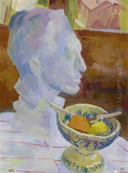 Still Life With Sculpture (portrait Of Alberto Giacometti) Oil Painting by Giovanni Giacometti