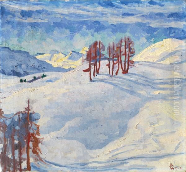 Paesaggio D'inverno - Winterlandschaft In Der Oberalpina Oil Painting by Giovanni Giacometti