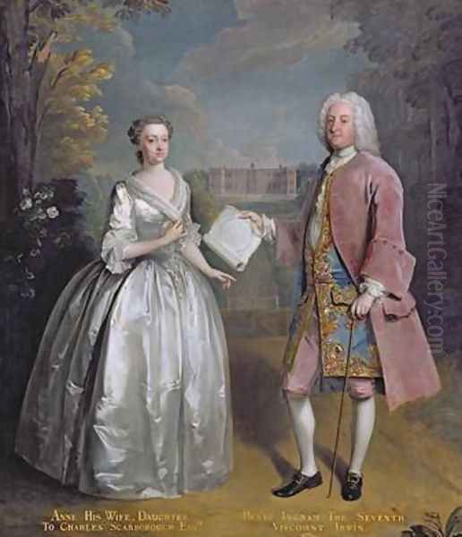 Portrait of Henry 7th Viscount Irwin and his Wife Anne Oil Painting by Philipe Mercier