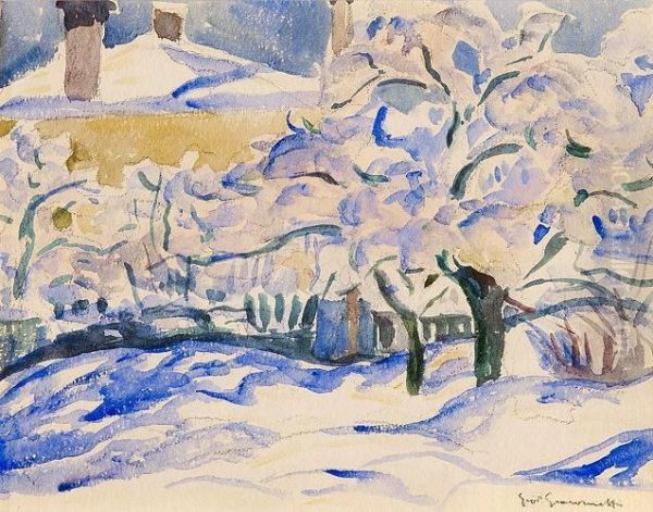 Baume Im Schnee Oil Painting by Giovanni Giacometti