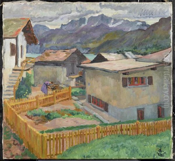 In Capolago, View Of Corvatsch Oil Painting by Giovanni Giacometti