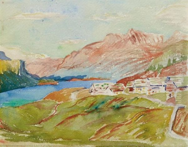 Capolago Mit Silsersee Oil Painting by Giovanni Giacometti