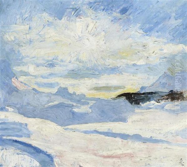 Winter Landscape Near Maloja Oil Painting by Giovanni Giacometti