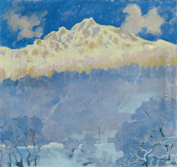 Mattino D'inverno (wintermorgen) Oil Painting by Giovanni Giacometti