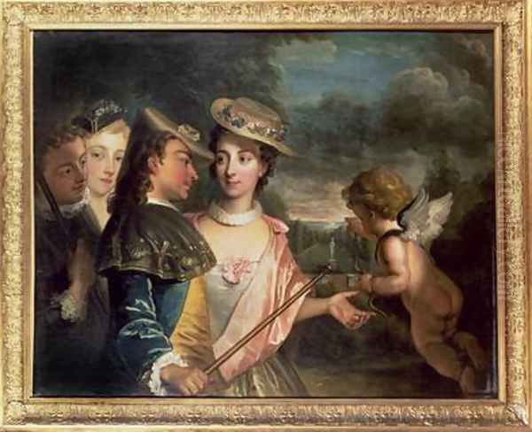 An Allegory of Courtship Oil Painting by Philipe Mercier