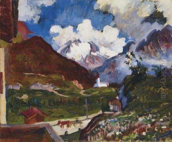 Maloja Mit Monte Forno Und Cima Di Rosso Oil Painting by Giovanni Giacometti