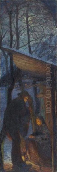 Natale Oil Painting by Giovanni Giacometti