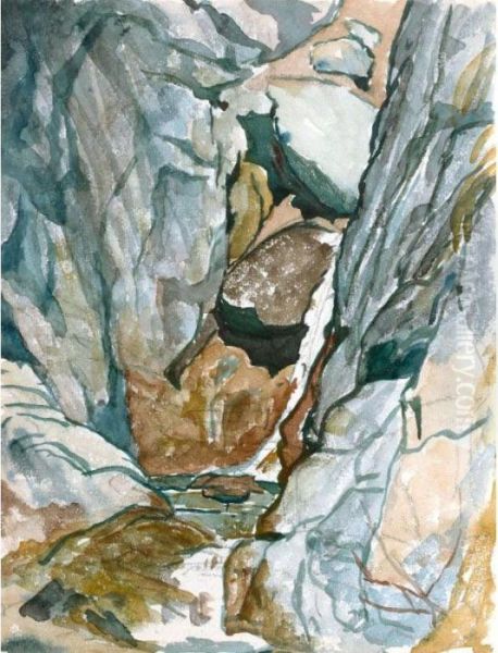 Bergschlucht Mit Wasserfall Oil Painting by Giovanni Giacometti