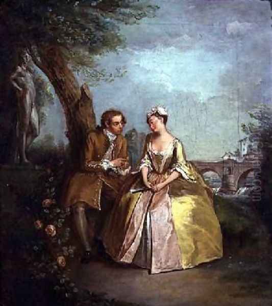 Conversation Piece or Lovers in a Park 1727 Oil Painting by Philipe Mercier