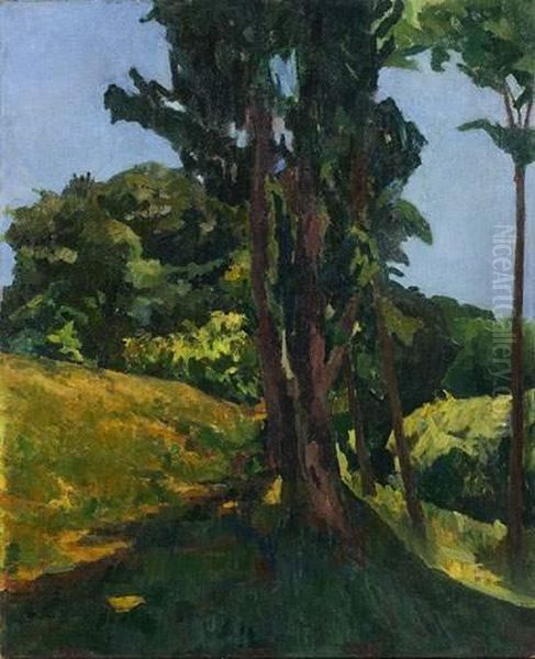 Paysage Au Grand Arbre. 1919. Oil Painting by Giovanni Giacometti