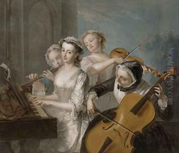 The Sense of Hearing 1744-7 Oil Painting by Philipe Mercier