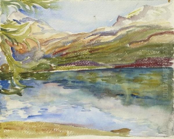 Silsersee, Um 1918-20 Oil Painting by Giovanni Giacometti