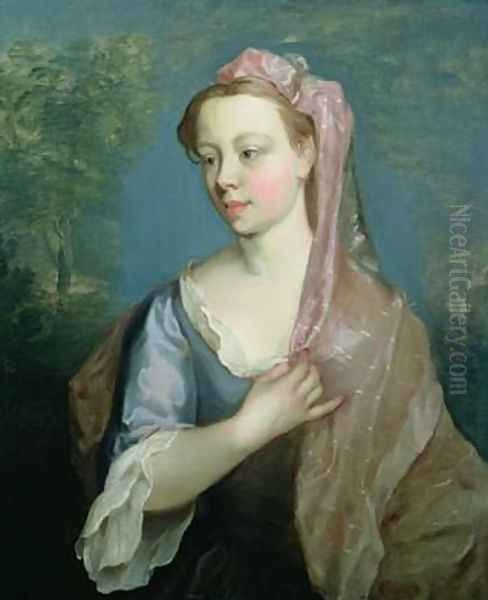 Portrait Sketch of a Young Lady 1739 Oil Painting by Philipe Mercier