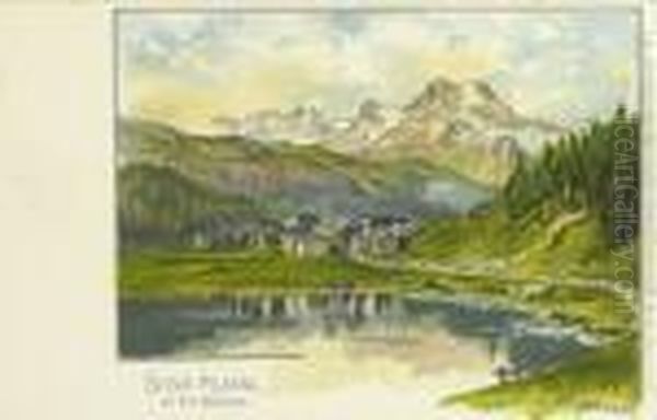 Pontresina. - Maloja. - St. 
Moritz. - Sils-maria. - Sils-baseglia. - Samaden. - Silva Plana Mit Piz 
Margna. - Forno-gletscher. - Schafberg Oil Painting by Giovanni Giacometti