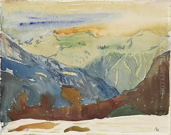 Blick Ins Bergell Von Maloja Aus Oil Painting by Giovanni Giacometti