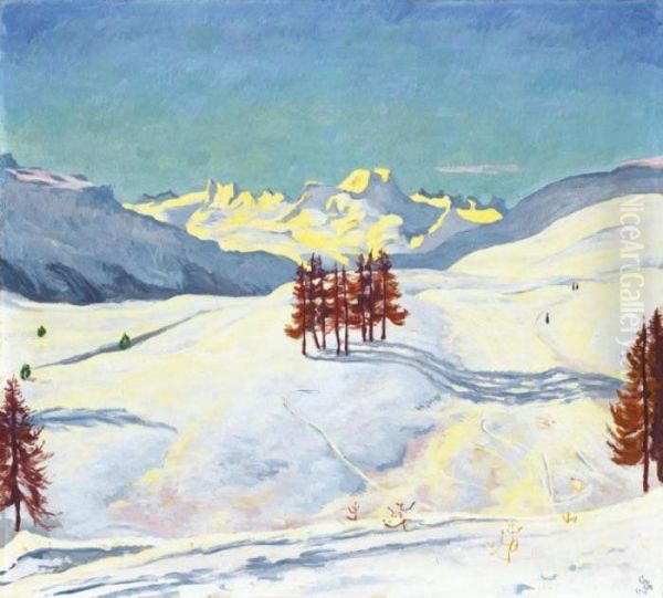 Winter Near St. Moritz Oil Painting by Giovanni Giacometti