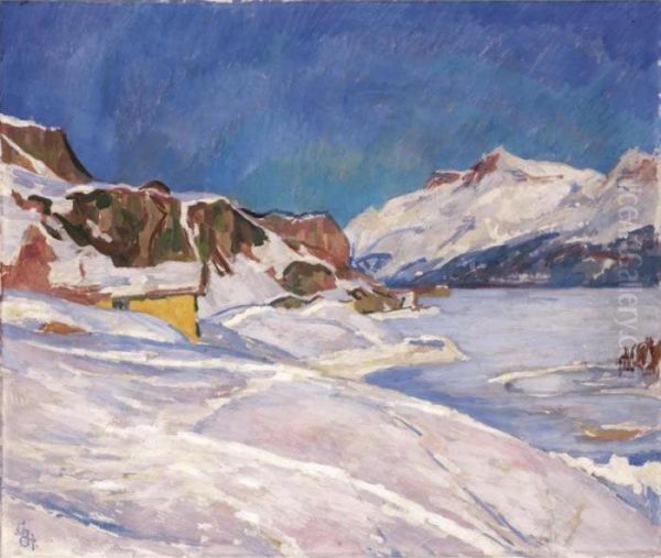 Winter Lanscape Near Capolago Oil Painting by Giovanni Giacometti