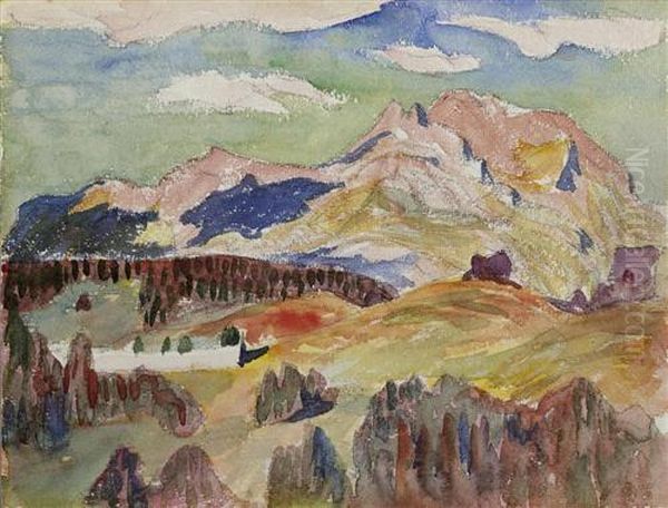 View Of Maloja. Oil Painting by Giovanni Giacometti