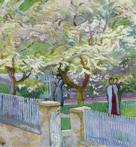 Garden In Spring. 1911. Oil Painting by Giovanni Giacometti