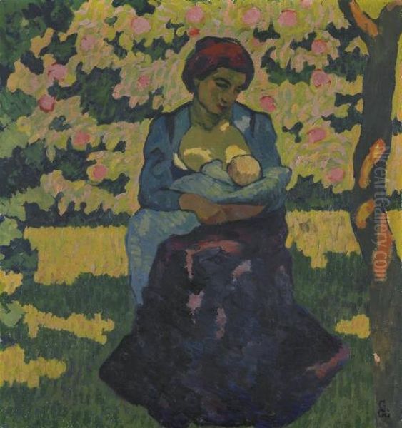 Die Mutter, Um 1911 Oil Painting by Giovanni Giacometti