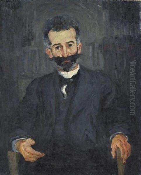 Portrait Dr.med. Agostino Santi Oil Painting by Giovanni Giacometti