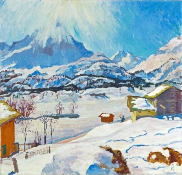 Winterlandschaft Maloja Oil Painting by Giovanni Giacometti