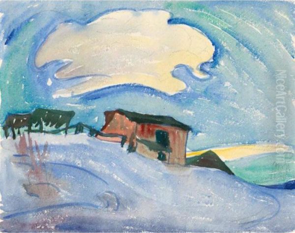 Berghutte (im Winter) Oil Painting by Giovanni Giacometti