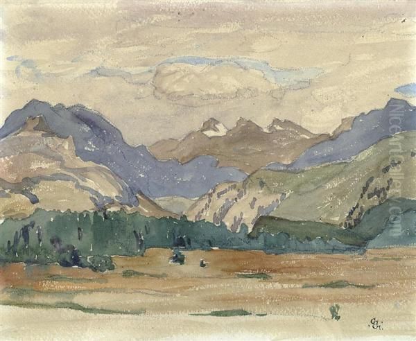 Engadiner Landschaft. Um 1926. Oil Painting by Giovanni Giacometti