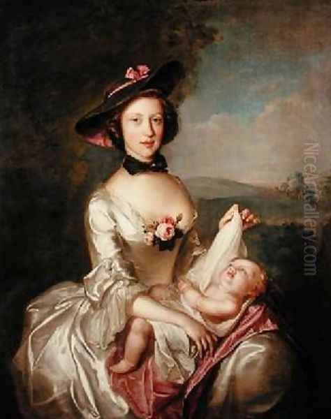 Portrait of a Lady said to be Elizabeth wife of Robert Boyd of Castle Law 1750 Oil Painting by Philipe Mercier