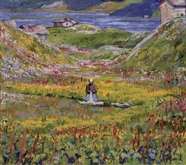 Valle Fiorita, 1912/24 (bluhende Wiesen Bei Maloja) Oil Painting by Giovanni Giacometti