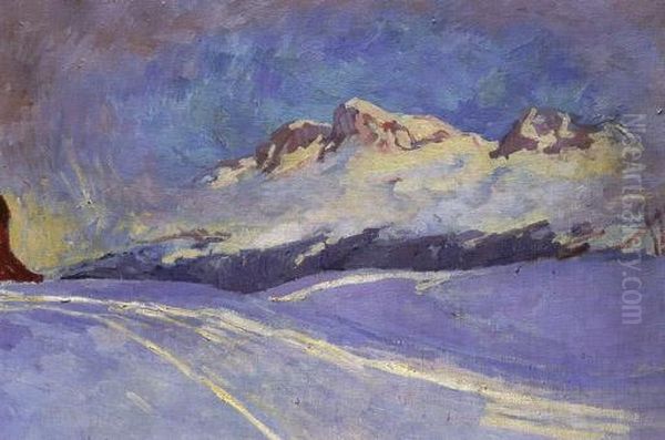 Winterlandschaft Bei Maloja, 1917/18 Oil Painting by Giovanni Giacometti