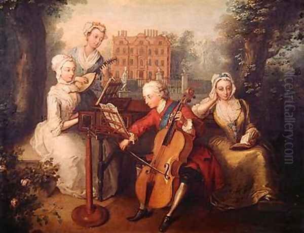 Frederick Prince of Wales and his Sisters 1733 Oil Painting by Philipe Mercier