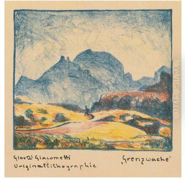 Grenzwache, Blick Von Maloja Gegen Den Piz Duan Oil Painting by Giovanni Giacometti