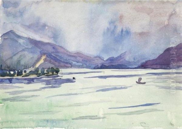 Gewitter Am Comersee Thunderstorm At The Lake Como Oil Painting by Giovanni Giacometti