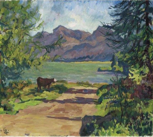 Silsersee Lake Sils Oil Painting by Giovanni Giacometti