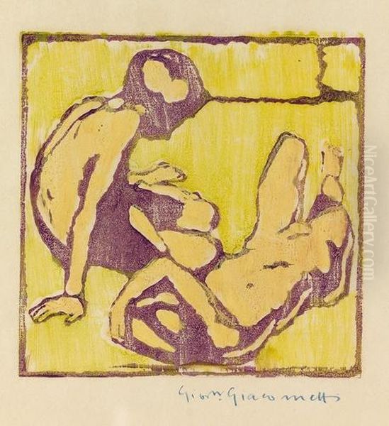 I Figli Della Luce - Sonnenkinder. Oil Painting by Giovanni Giacometti